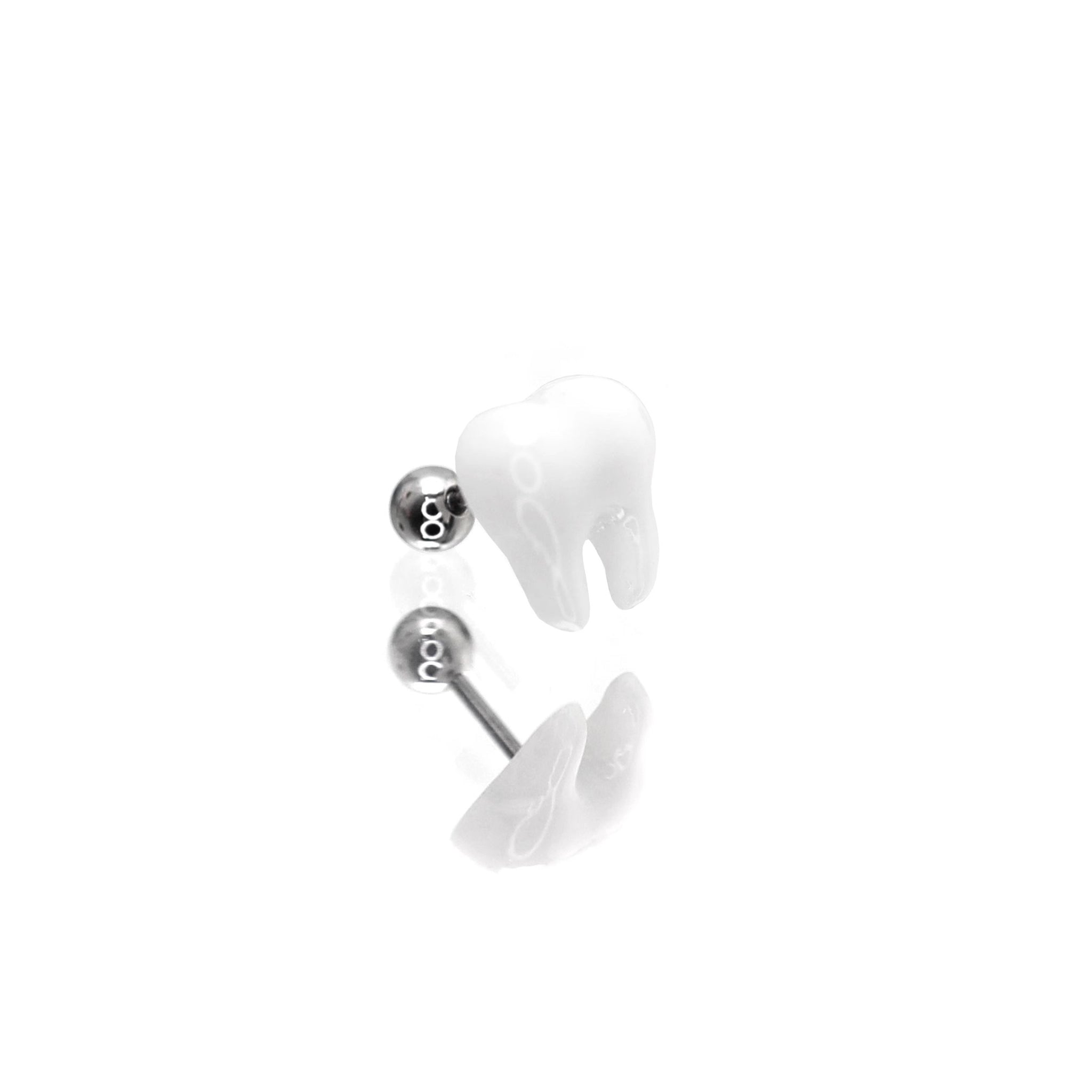CRUX - White Tooth Externally Threaded stainless steel Studs - CRUX - White Tooth Externally Threaded stainless steel Studs - Single / 6mm / 0.8mm/20G by CRUXJEWELRY