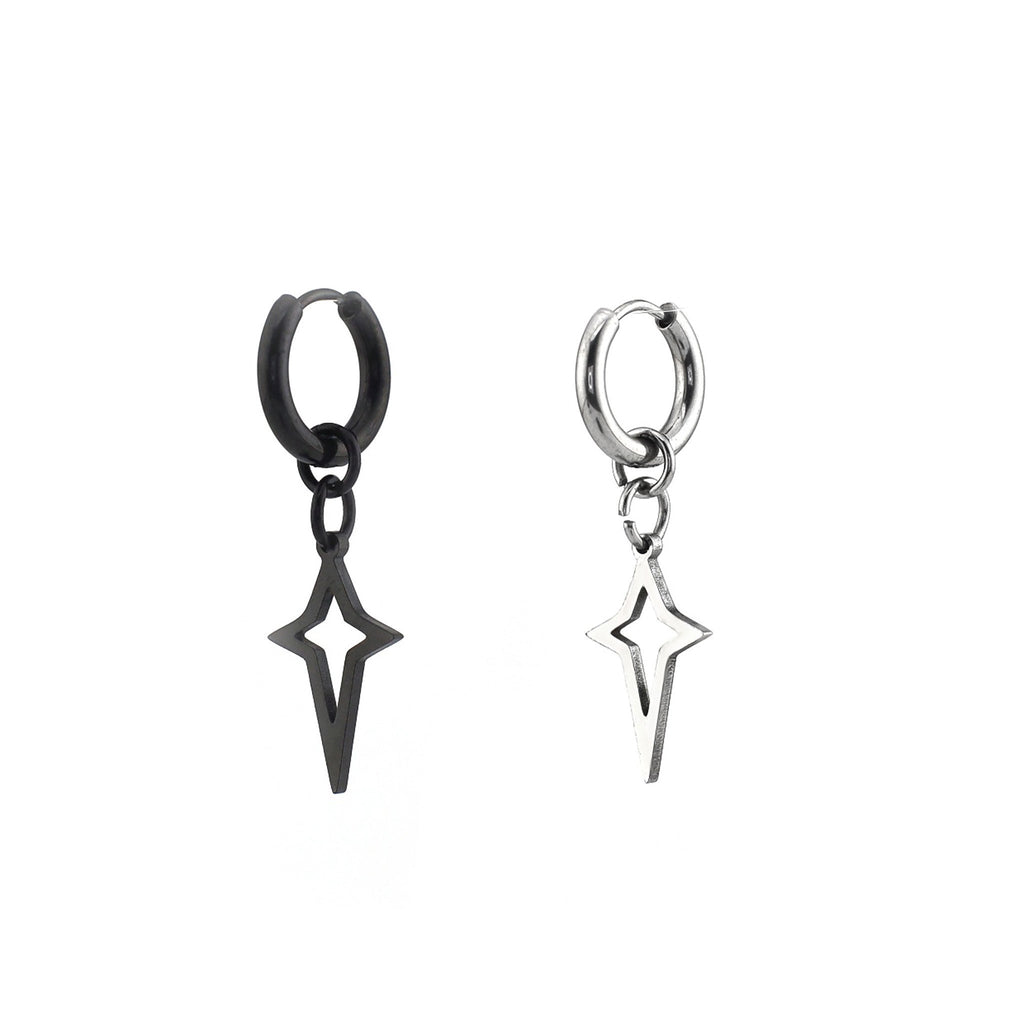 Black & White Openwork Star Dangle Stainless Steel Earrings - Black & White Openwork Star Dangle Stainless Steel Earrings - Set by CRUXJEWELRY