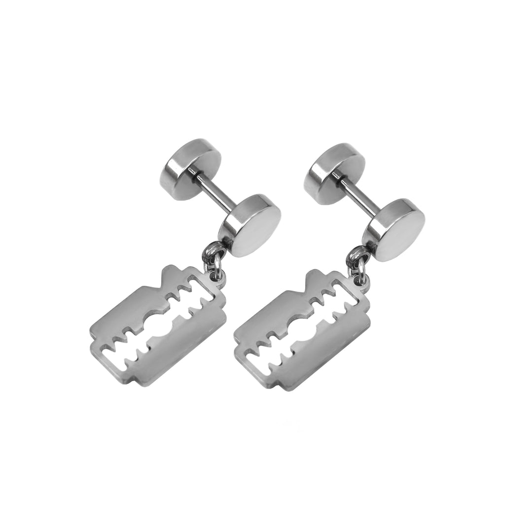 PAIR OF Blade Pendant Externally Threaded Stainless Steel Ear Studs - PAIR OF Blade Pendant Externally Threaded Stainless Steel Ear Studs - Default Title by CRUXJEWELRY