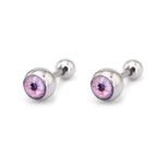 Demon Eye Ball Stainless Steel Ear Stud - Demon Eye Ball Stainless Steel Ear Stud - Radiant White / Set / 6mm by CRUXJEWELRY