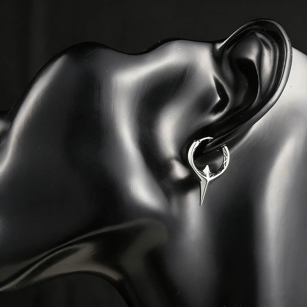 Engraved Punk Fangs Stainless Steel Earrings