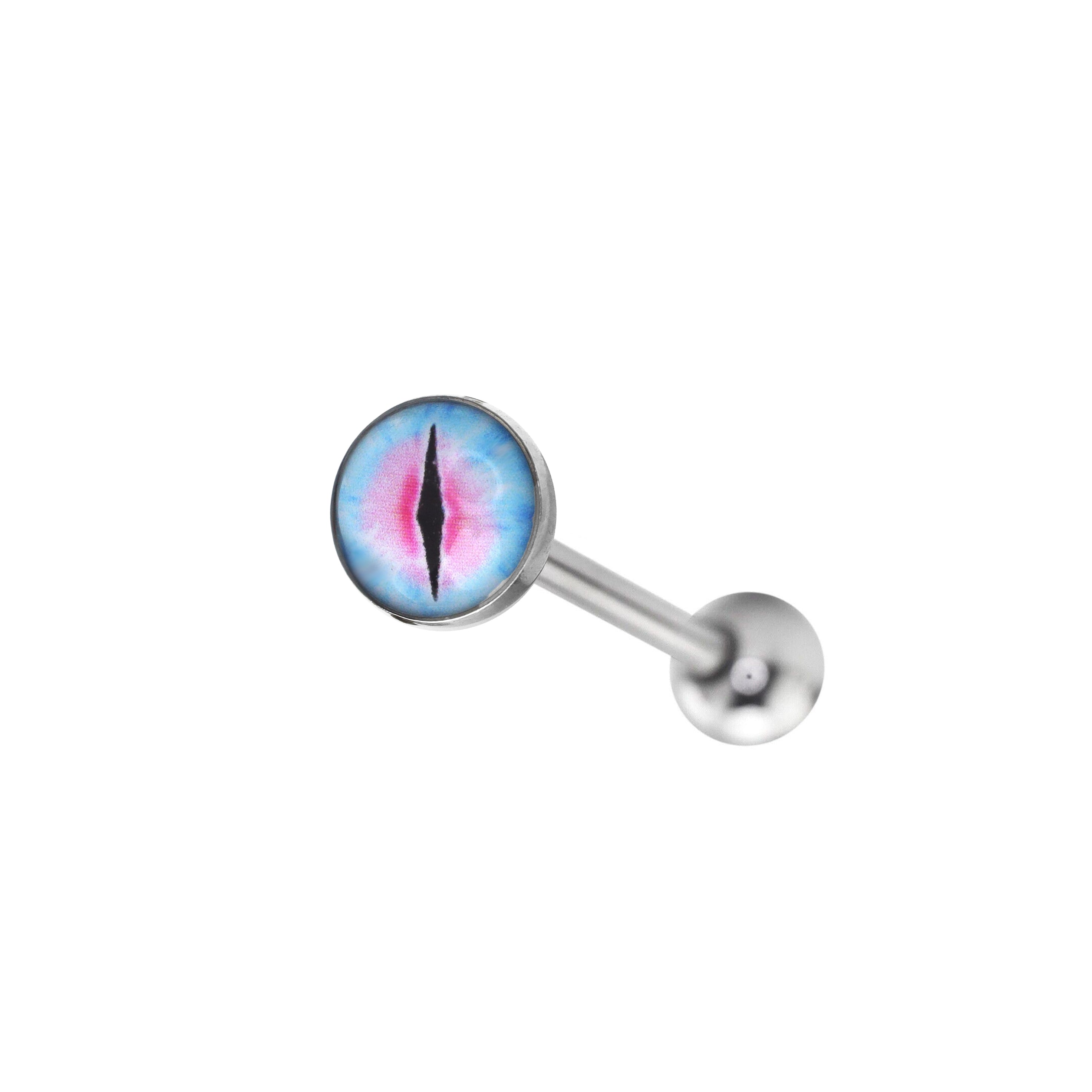 Resin Oil Slick Eye Pupil tongue stud - Resin Oil Slick Eye Pupil tongue stud - Misty Blue / 10 mm / 1.2mm/16G by CRUXJEWELRY