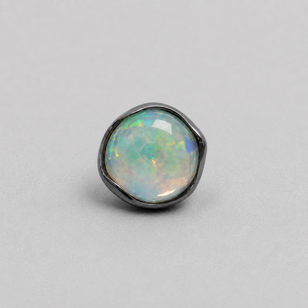 Titanium Jelly Opal Wave-Edge Piercing Top