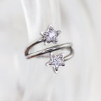 18G Double Pentagram CZ Segment Hoop - 18G Double Pentagram CZ Segment Hoop - Default Title by CRUXJEWELRY