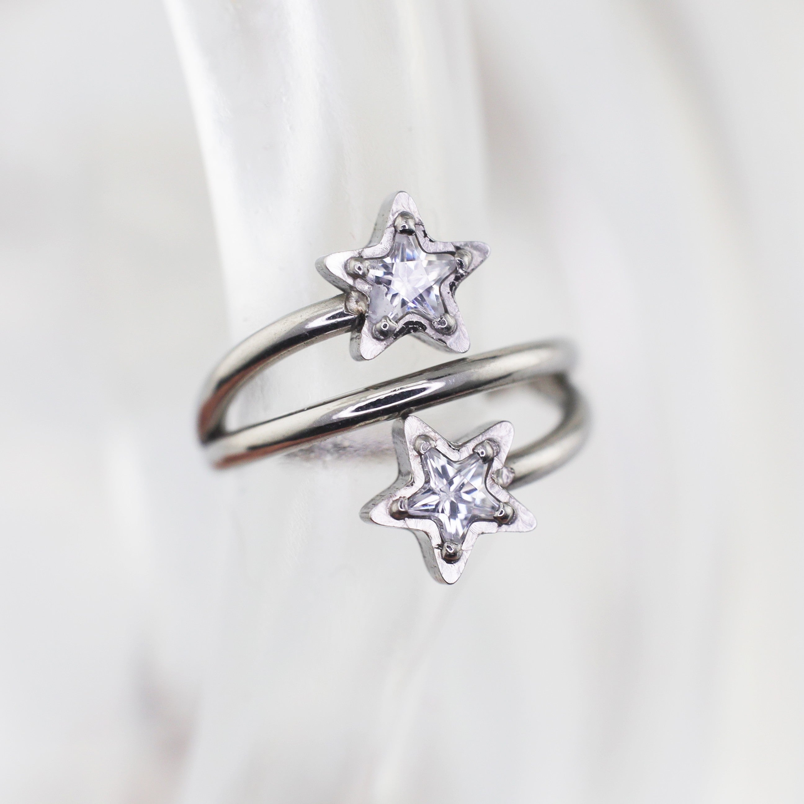 18G Double Pentagram CZ Segment Hoop - 18G Double Pentagram CZ Segment Hoop - Default Title by CRUXJEWELRY