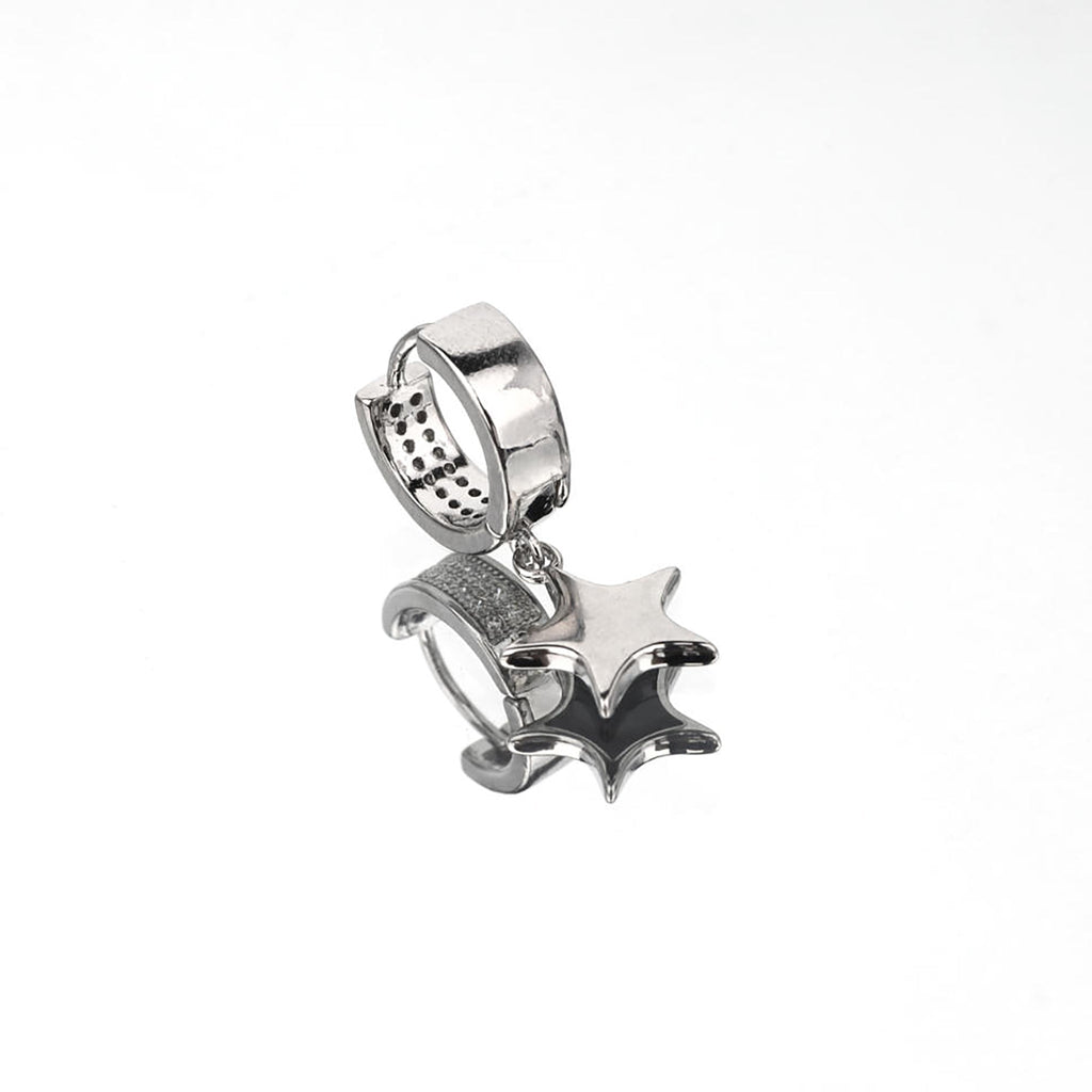 Pendant Pentagram CZ Stainless Steel Earrings - Pendant Pentagram CZ Stainless Steel Earrings - Single by CRUXJEWELRY