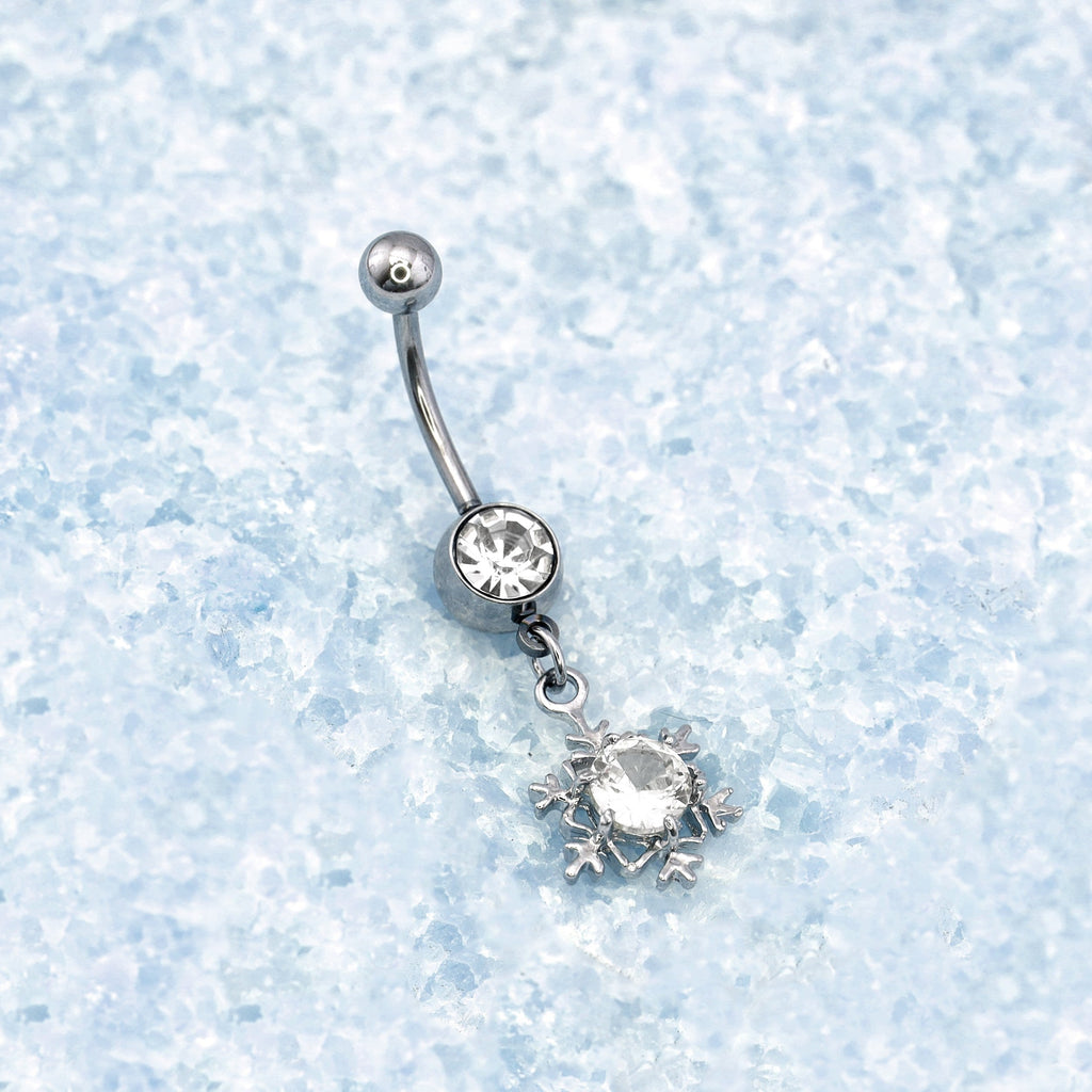 Snowflake CZ Dangle stainless steel Belly Ring - Snowflake CZ Dangle stainless steel Belly Ring - Default Title by CRUXJEWELRY