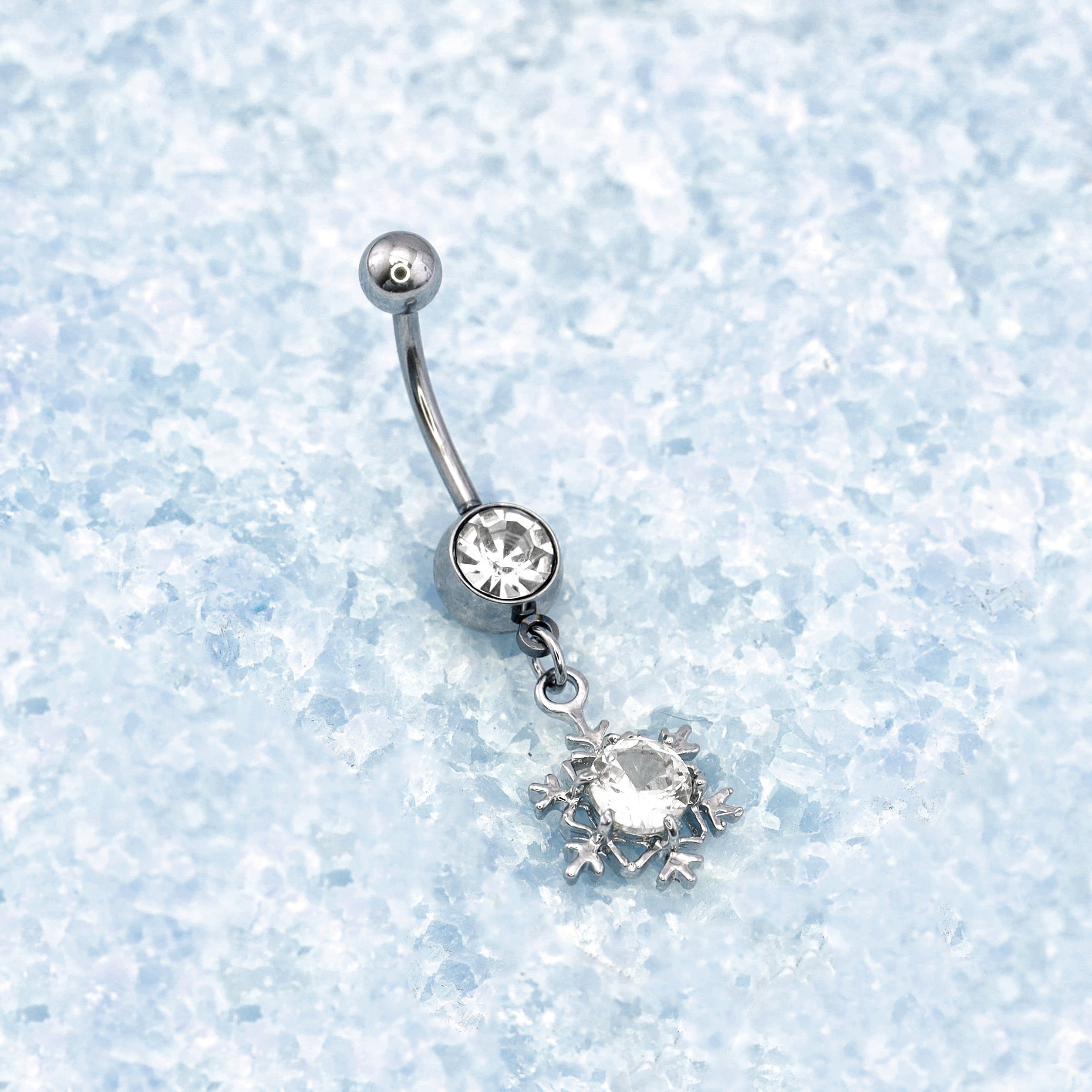 Snowflake CZ Dangle stainless steel Belly Ring - Snowflake CZ Dangle stainless steel Belly Ring - Default Title by CRUXJEWELRY