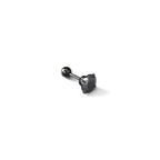 Thin Post Black CZ Stainless Steel Ear Stud - Thin Post Black CZ Stainless Steel Ear Stud - 2mm by CRUXJEWELRY