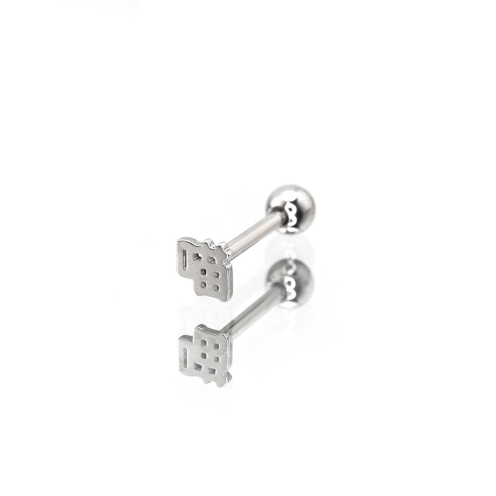 Kyoto Limited Series - Stainless Steel Tongue stud - Kyoto Limited Series - Stainless Steel Tongue stud - 喵 / 12 mm / 1.2mm/16G by CRUXJEWELRY