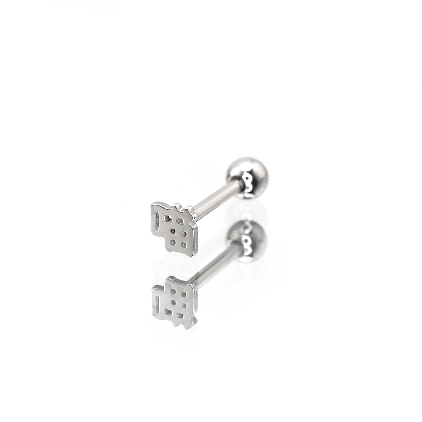 Kyoto Limited Series - Stainless Steel Tongue stud - Kyoto Limited Series - Stainless Steel Tongue stud - 喵 / 12 mm / 1.2mm/16G by CRUXJEWELRY