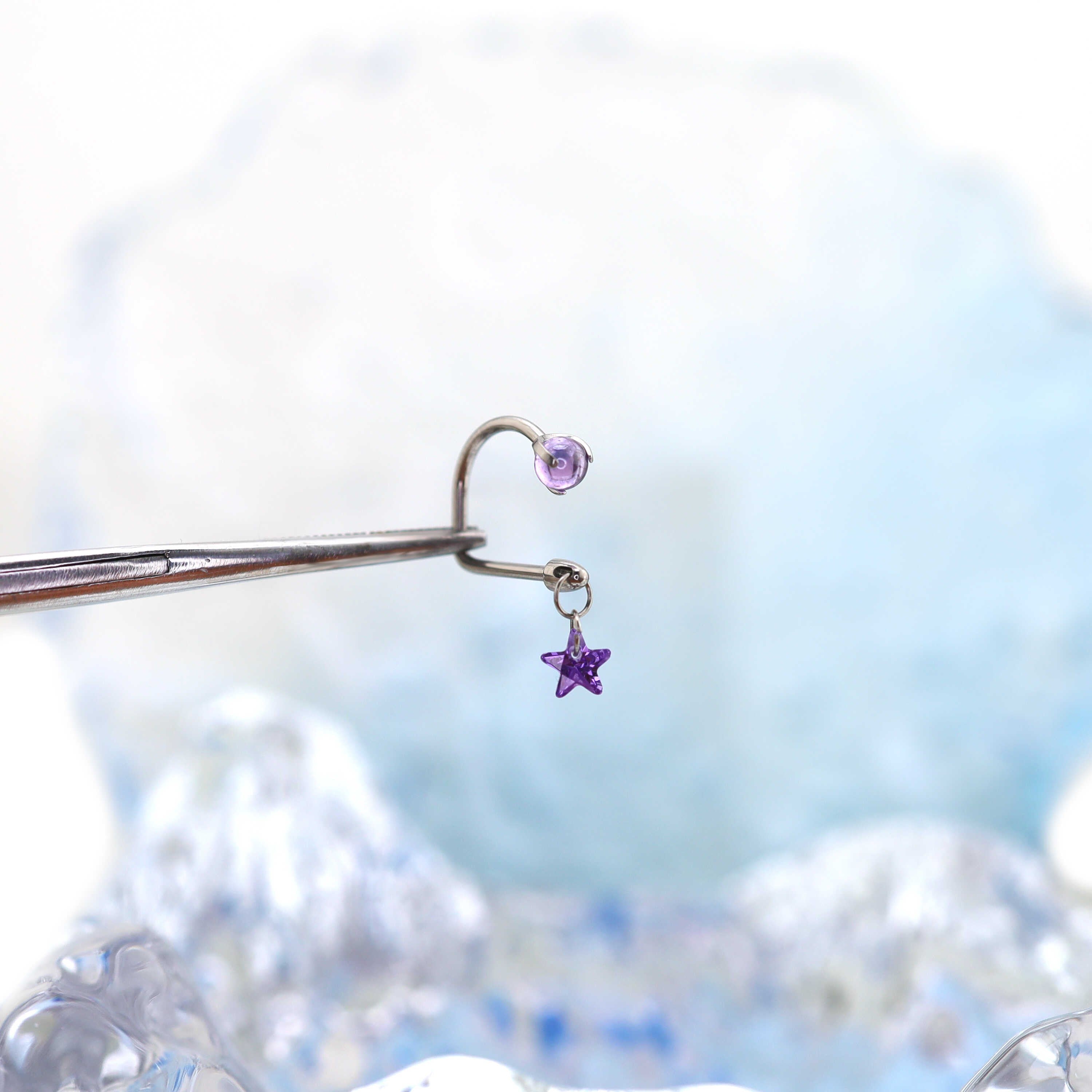 Star CZ Titanium U-Ring - Star CZ Titanium U-Ring - Purple / 8mm by CRUXJEWELRY