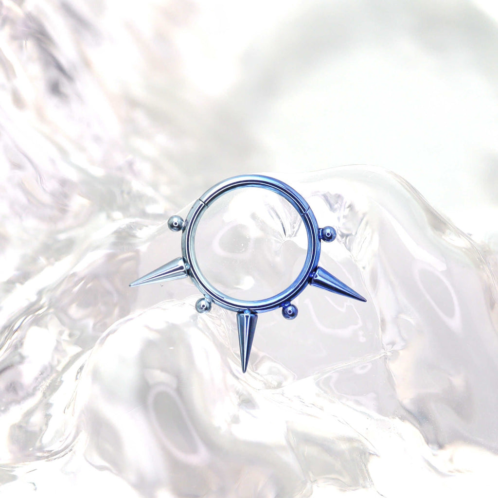 Rainbow Spike Segment Septum Ring - Rainbow Spike Segment Septum Ring - Blue / 8 mm by CRUXJEWELRY