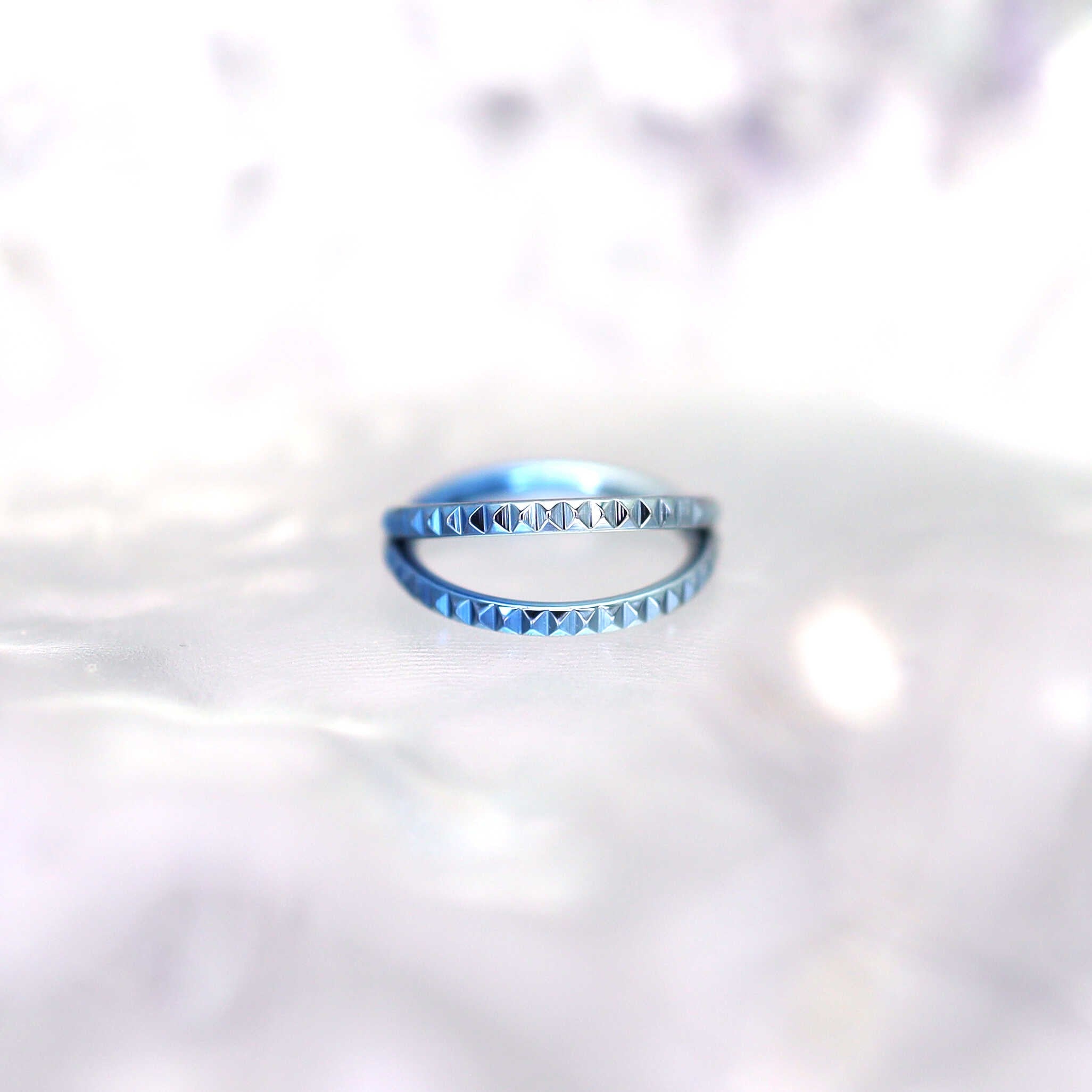 Double Hoop Engraved Titanium Segment Hoop - Double Hoop Engraved Titanium Segment Hoop - blue-gradient by CRUXJEWELRY