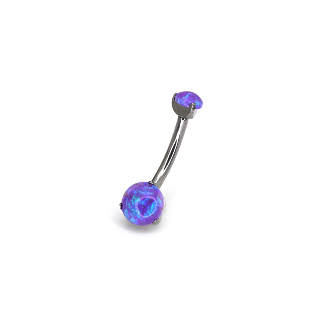 Double Round Opal Titanium Belly Ring - Double Round Opal Titanium Belly Ring - Dreamy Purple by CRUXJEWELRY