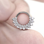 Sunflower Double-Layer Rainbow CZ Titanium Daith Ring - Sunflower Double-Layer Rainbow CZ Titanium Daith Ring - Sliver by CRUXJEWELRY