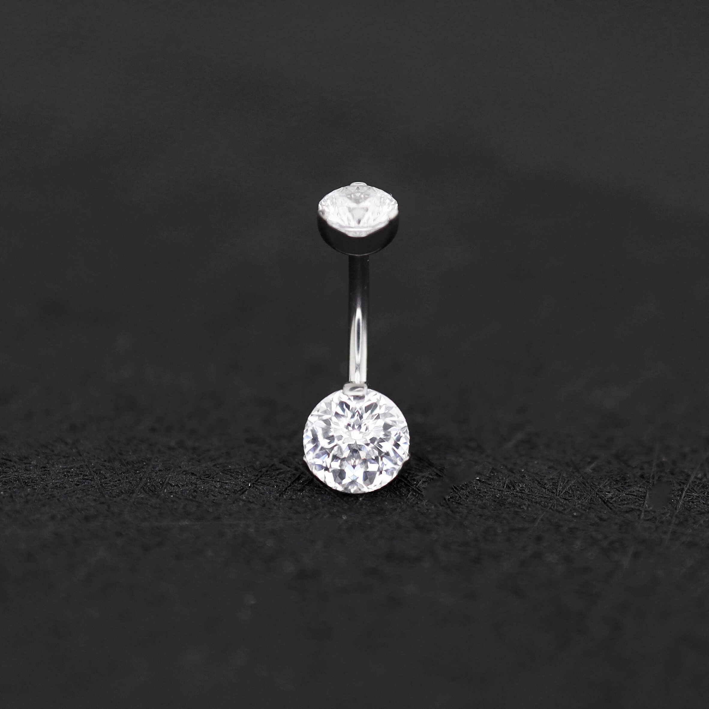 High Shine CZ Titanium Belly Ring - High Shine CZ Titanium Belly Ring - Default Title by CRUXJEWELRY