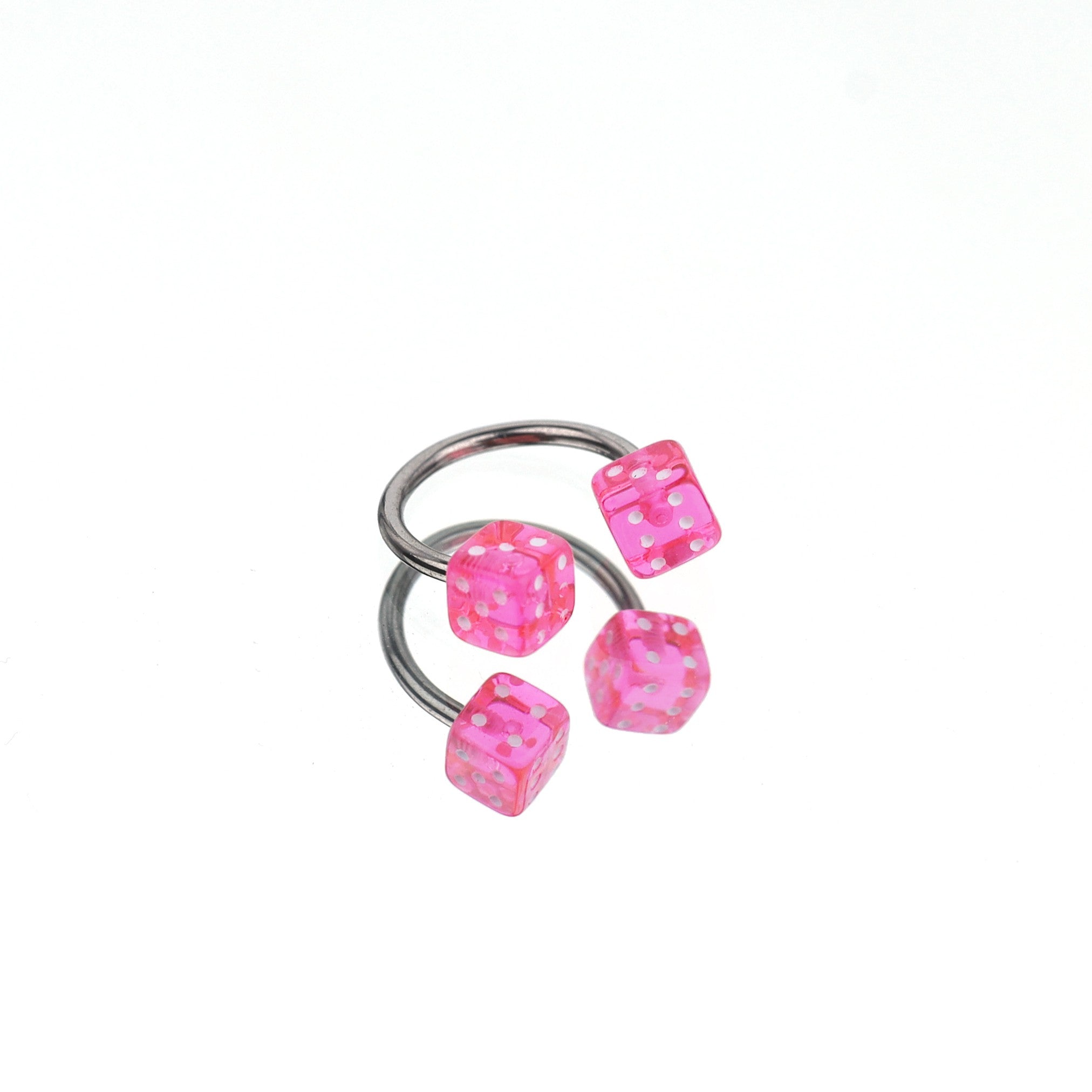 Colorful Acrylic Dice Horseshoe Ring - Colorful Acrylic Dice Horseshoe Ring - Pink / 8 mm by CRUXJEWELRY