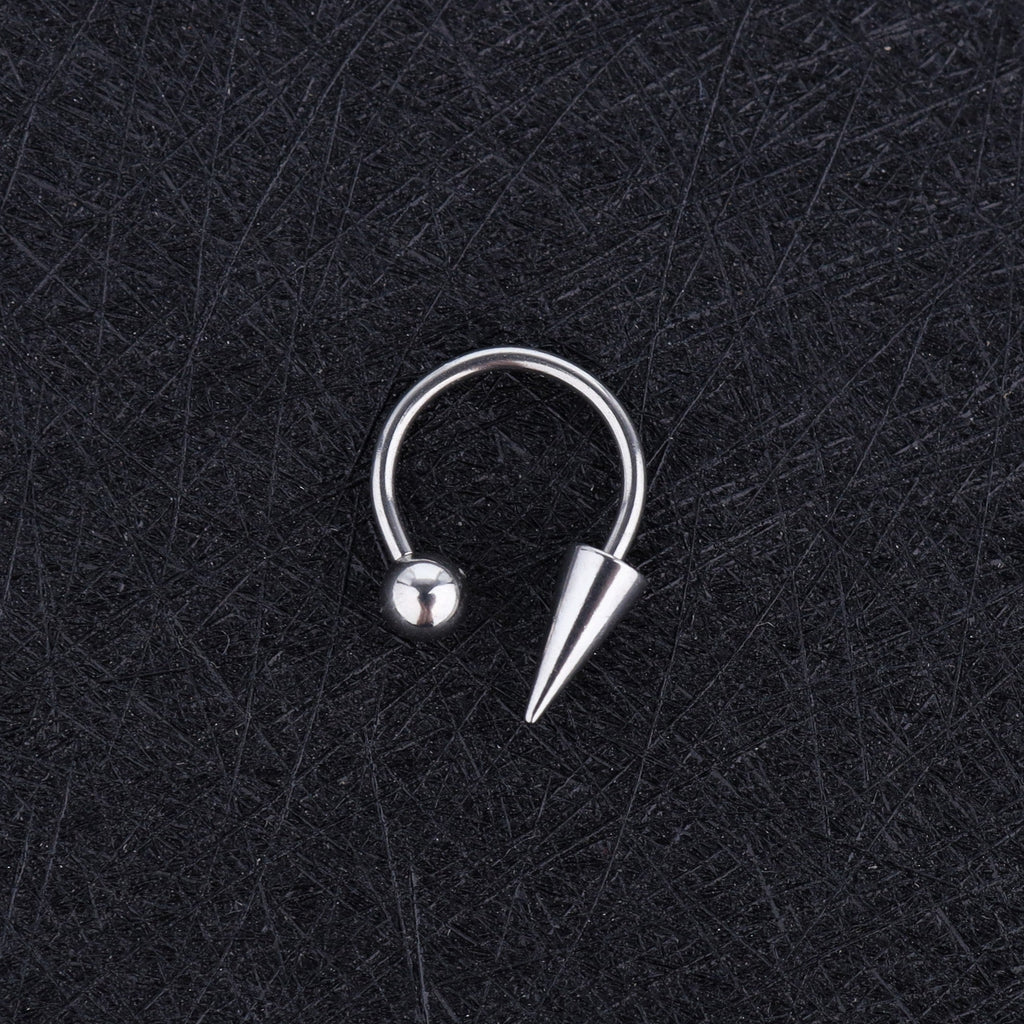 Spike and Ball Ends Horseshoe Lip Ring - Spike and Ball Ends Horseshoe Lip Ring - Spike & Ball / 8mm by CRUXJEWELRY