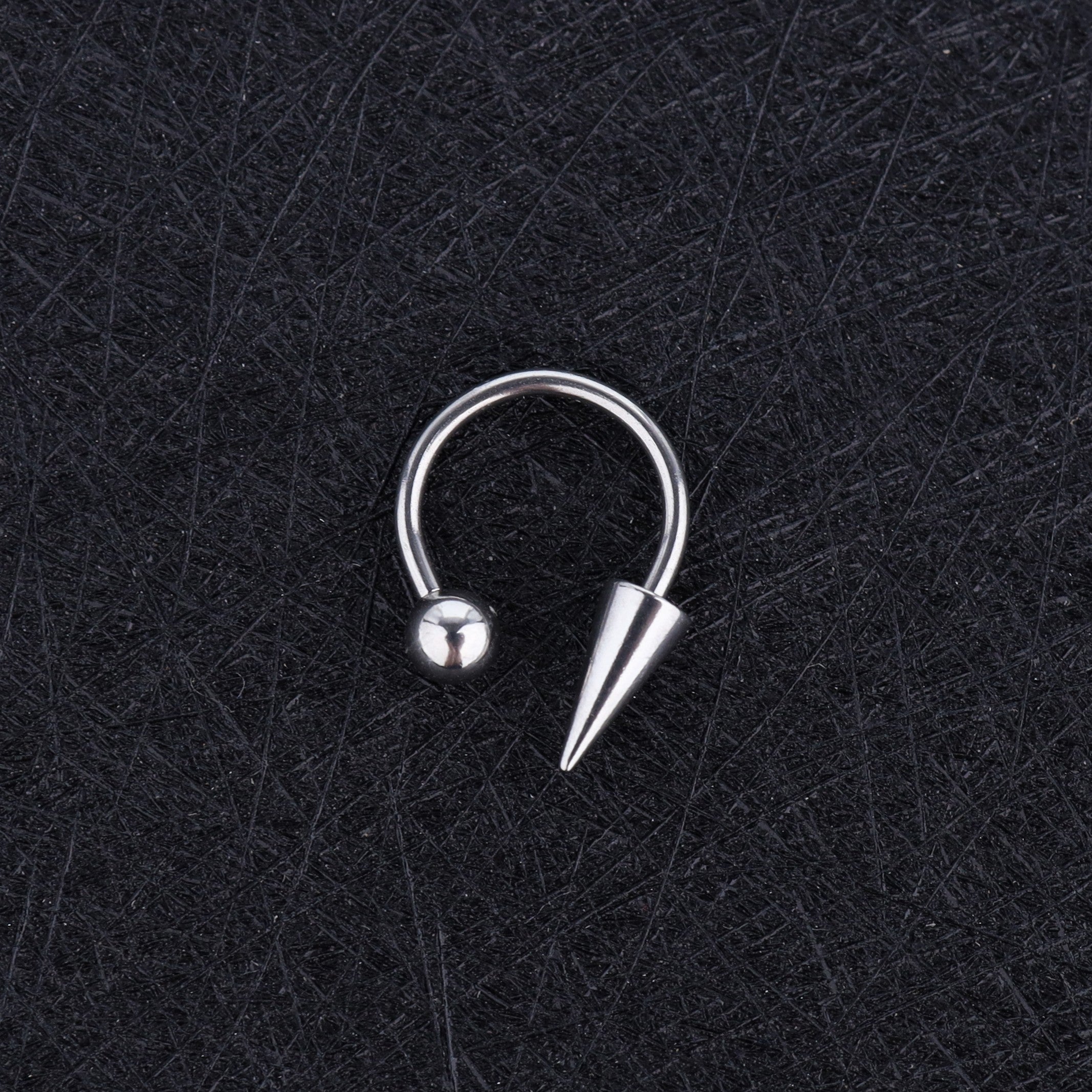 Spike and Ball Ends Horseshoe Lip Ring - Spike and Ball Ends Horseshoe Lip Ring - Spike & Ball / 8mm by CRUXJEWELRY