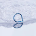 Teardrop CZ Titanium Segment Hoop - Teardrop CZ Titanium Segment Hoop - Light Blue / 8 mm by CRUXJEWELRY