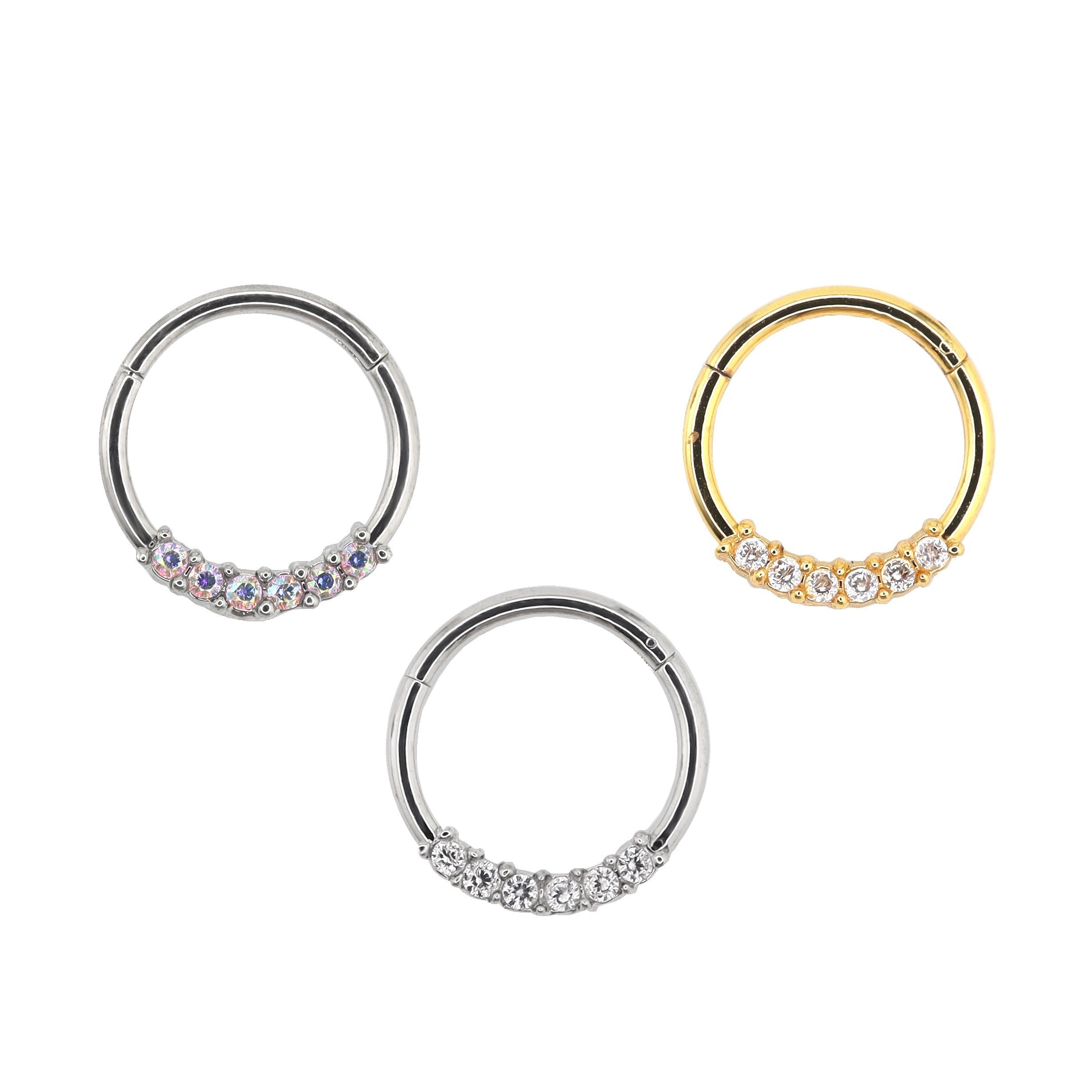Mini CZ Stainless Steel Segment Ring - Mini CZ Stainless Steel Segment Ring - Gold by CRUXJEWELRY