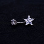 Pentagram CZ S925 Sterling Silver Belly Ring - Pentagram CZ S925 Sterling Silver Belly Ring - 6 mm by CRUXJEWELRY