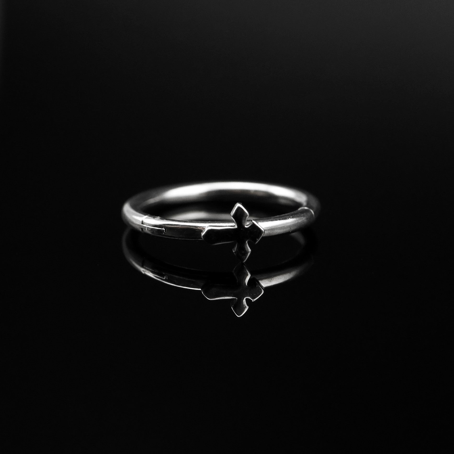 Gothic Cross Stainless Steel Segment Hoop - Gothic Cross Stainless Steel Segment Hoop - 8 mm by CRUXJEWELRY