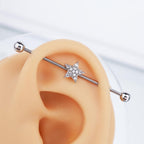 Sliver Pentagram Stainless Steel Industrial Barbell - Sliver Pentagram Stainless Steel Industrial Barbell - Default Title by CRUXJEWELRY