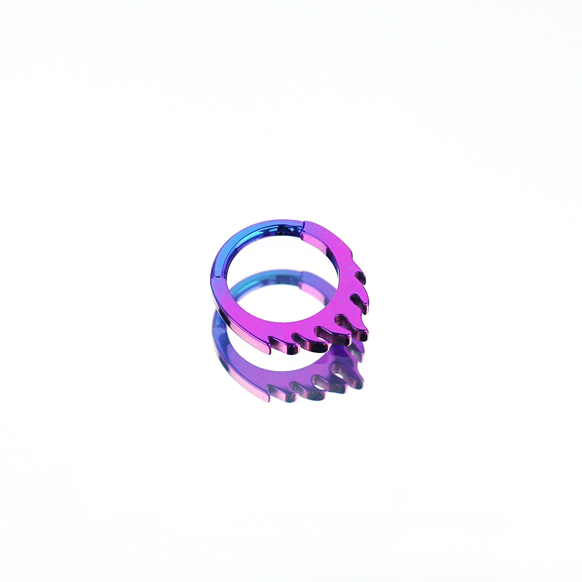 16G Flame Titanium Septum Clicker - 16G Flame Titanium Septum Clicker - Blue-Purple Gradient / 8 mm by CRUXJEWELRY