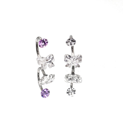 Butterfly CZ Internally Threaded Titanium Horseshoe Ring - product image 2