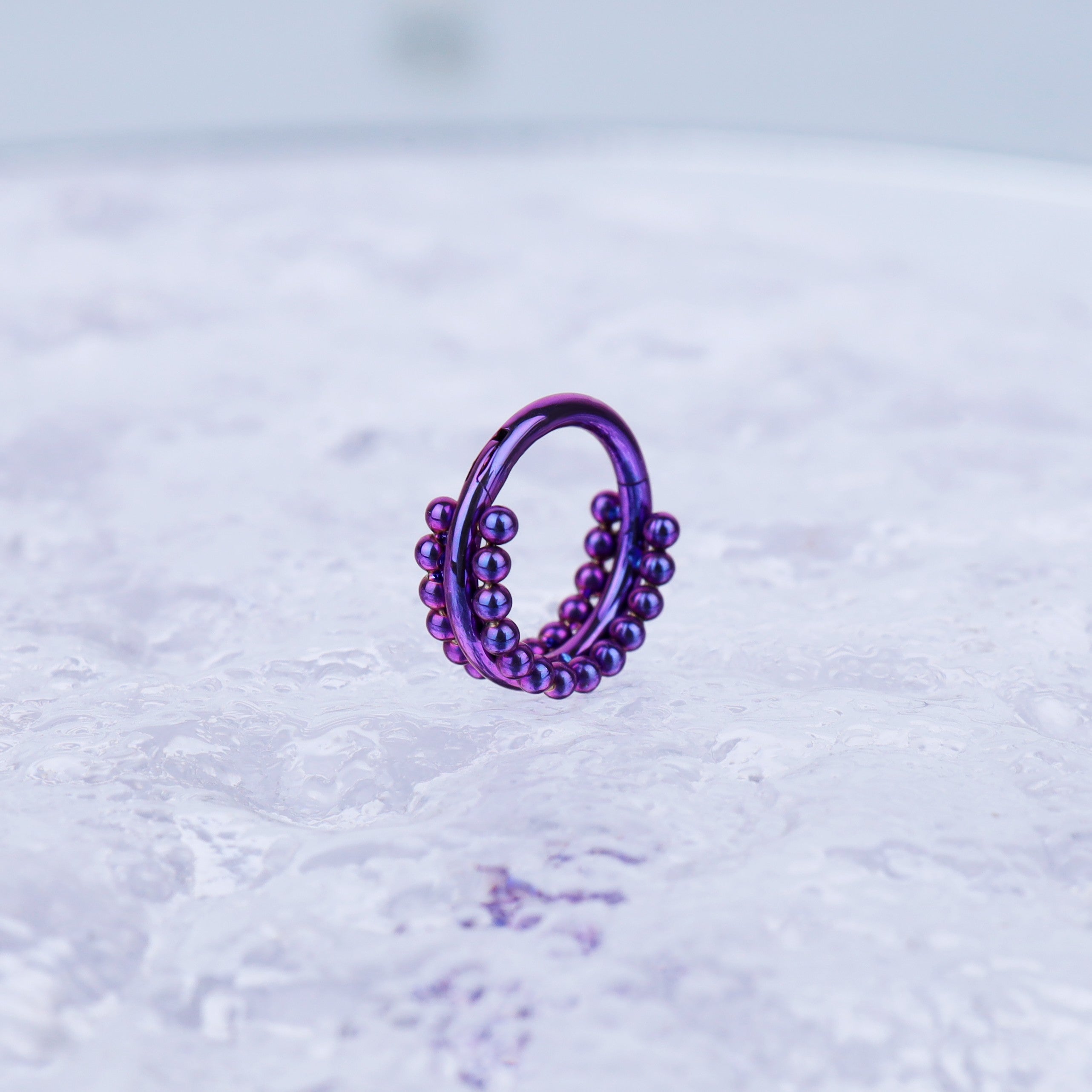 Double-Layer Ball Titanium Segment Hoop - Double-Layer Ball Titanium Segment Hoop - Deep Purple by CRUXJEWELRY