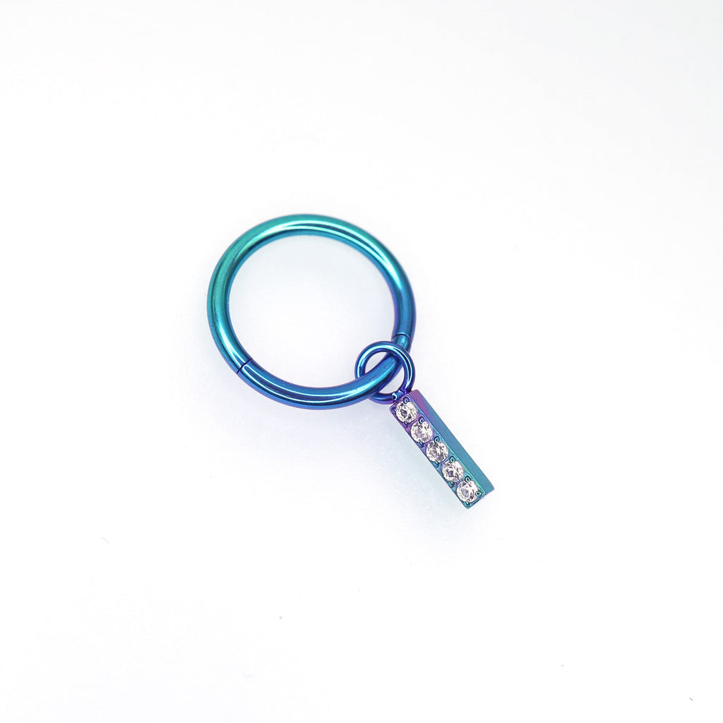 Titanium Segment Hoop with Baguette CZ - Titanium Segment Hoop with Baguette CZ - Blue-Green Gradient / 6mm by CRUXJEWELRY