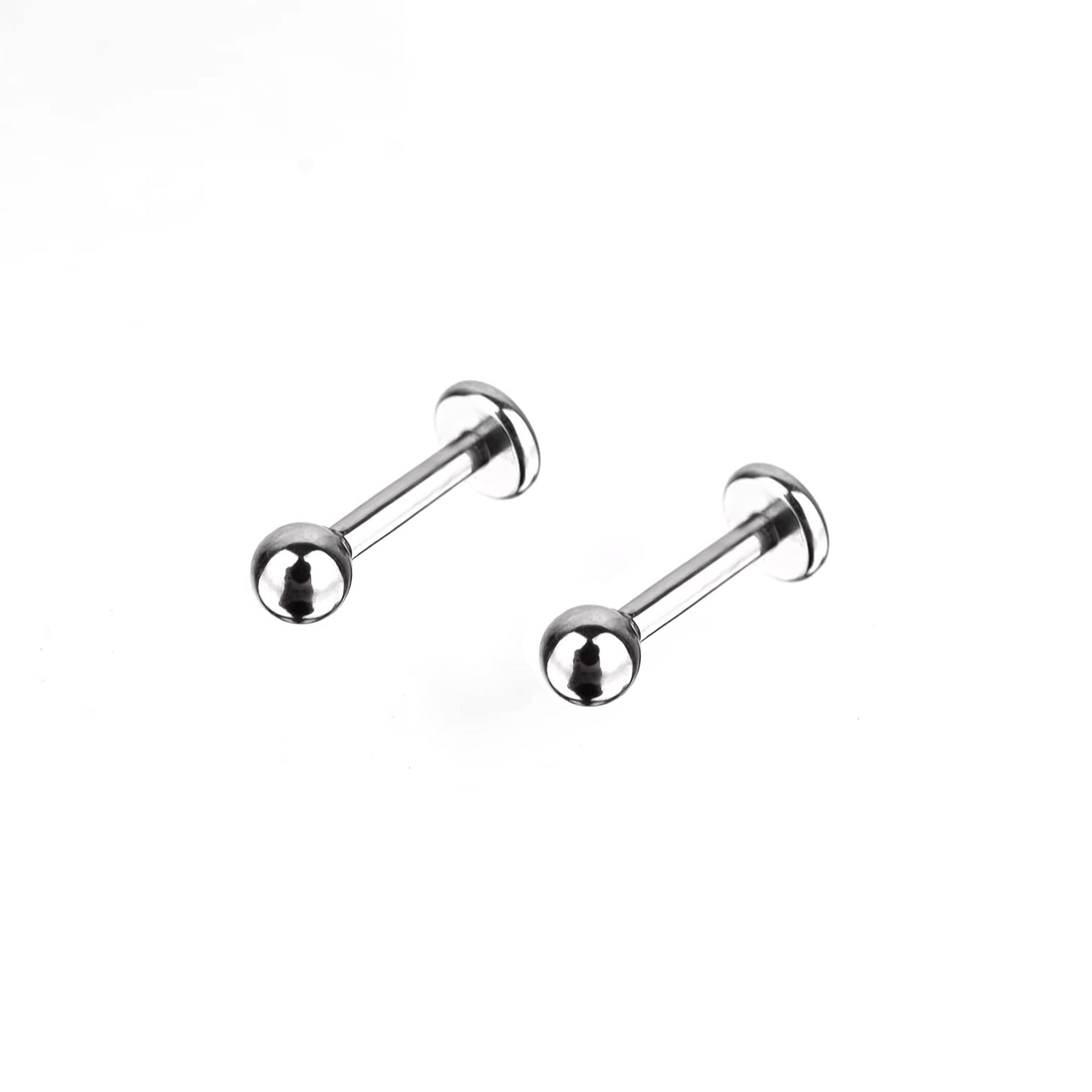 PAIR OF Comfort Fit External Thread Stainless Steel Labret Stud - PAIR OF Comfort Fit External Thread Stainless Steel Labret Stud - 3mm / 6mm by CRUXJEWELRY
