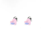 Rainbow Heart Crystal Stainless Steel Ear Studs - Rainbow Heart Crystal Stainless Steel Ear Studs - Pink / 0.8mm/20G by CRUXJEWELRY