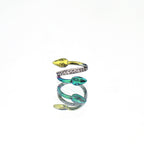 Double Head Snake Titanium Segment Hoop - Double Head Snake Titanium Segment Hoop - yellow-grenn-gradient / 8mm by CRUXJEWELRY