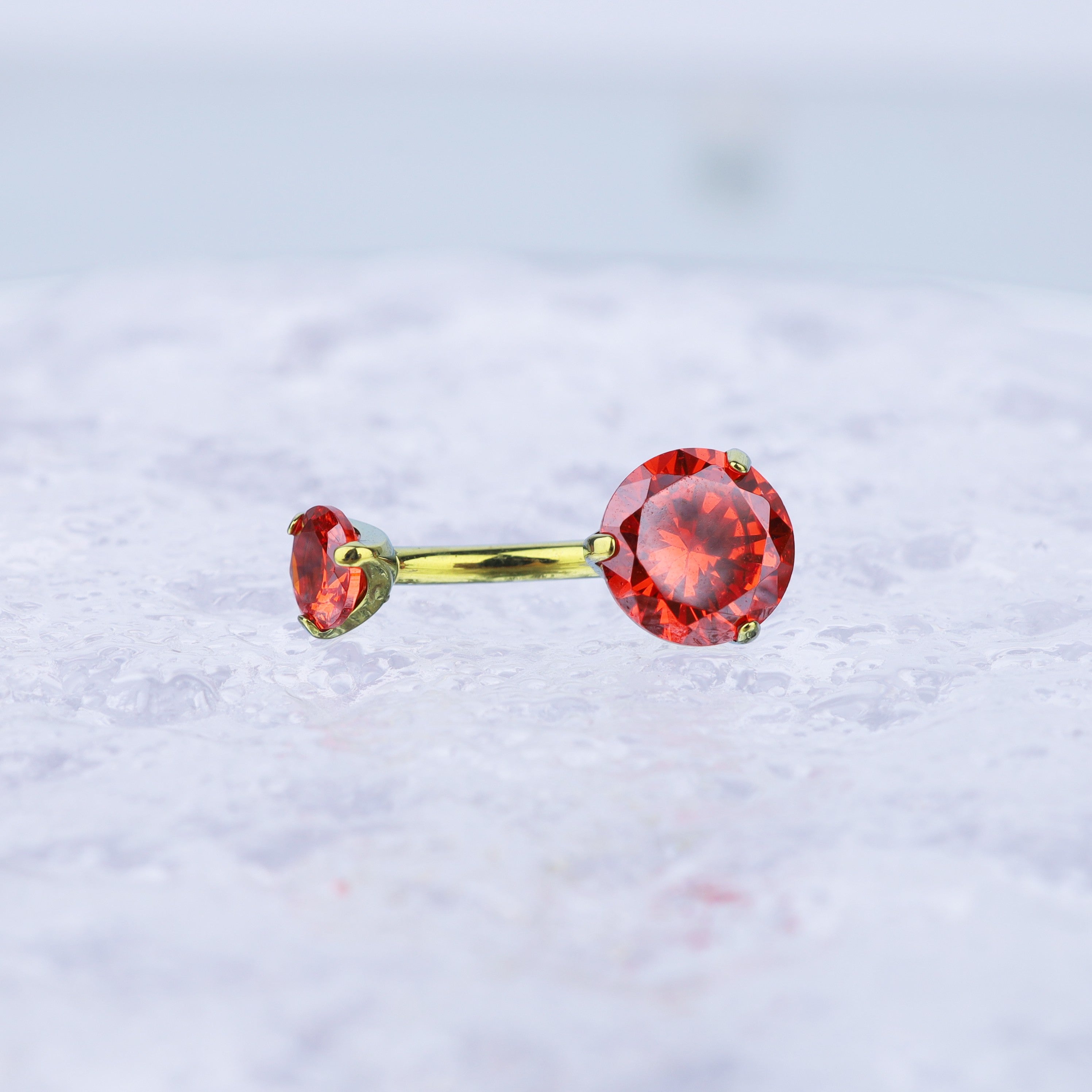 Round CZ Titanium Belly Ring - Round CZ Titanium Belly Ring - Red / 6 mm by CRUXJEWELRY