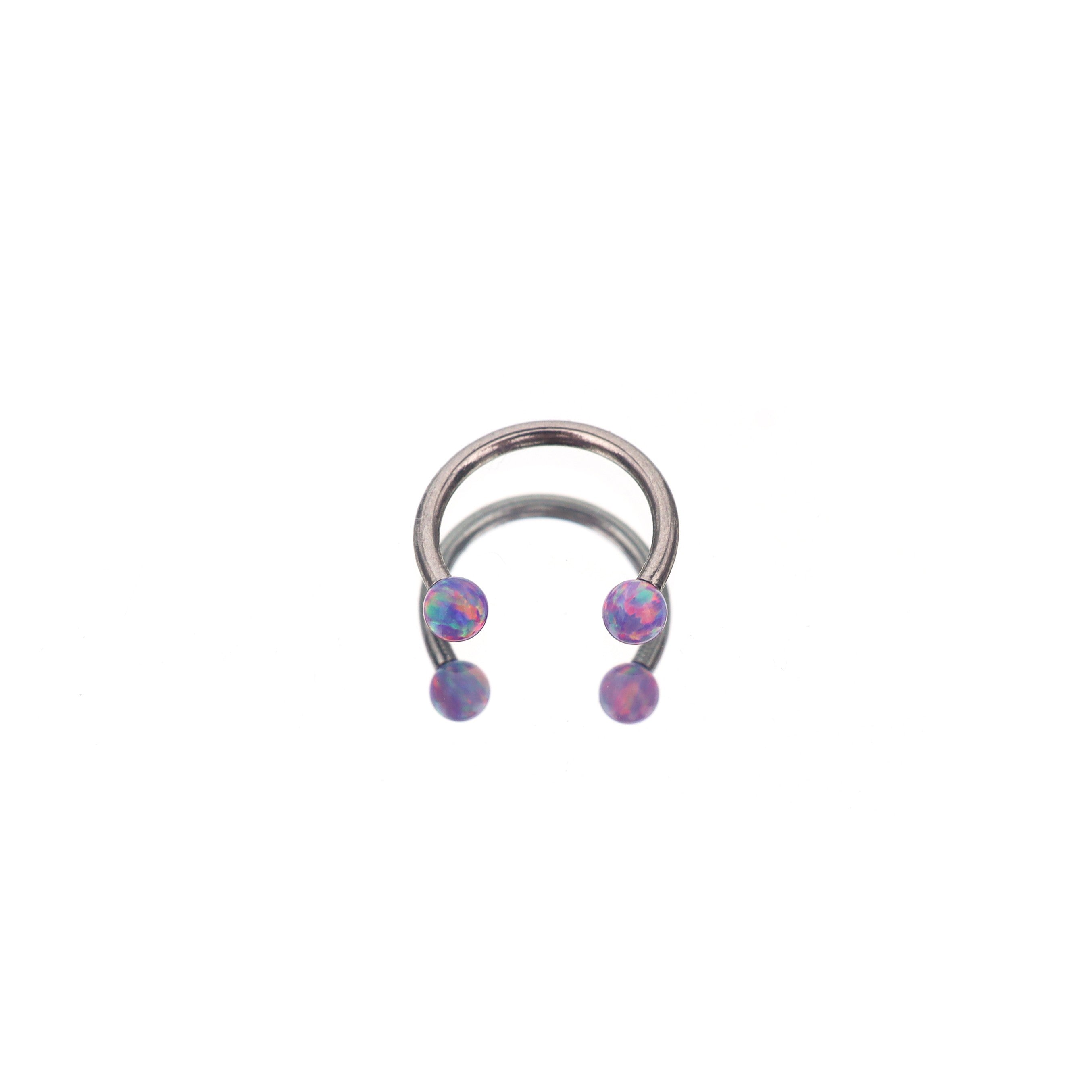 16G Opal Internally Threaded Horseshoe Ring - 16G Opal Internally Threaded Horseshoe Ring - Violet Purple / 8mm by CRUXJEWELRY