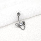 Heart-shaped CZ bow tie Dangle Belly Ring - Heart-shaped CZ bow tie Dangle Belly Ring - Default Title by CRUXJEWELRY