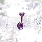 High-Shine Square CZ Titanium Navel Ring - High-Shine Square CZ Titanium Navel Ring - Deep Purple by CRUXJEWELRY
