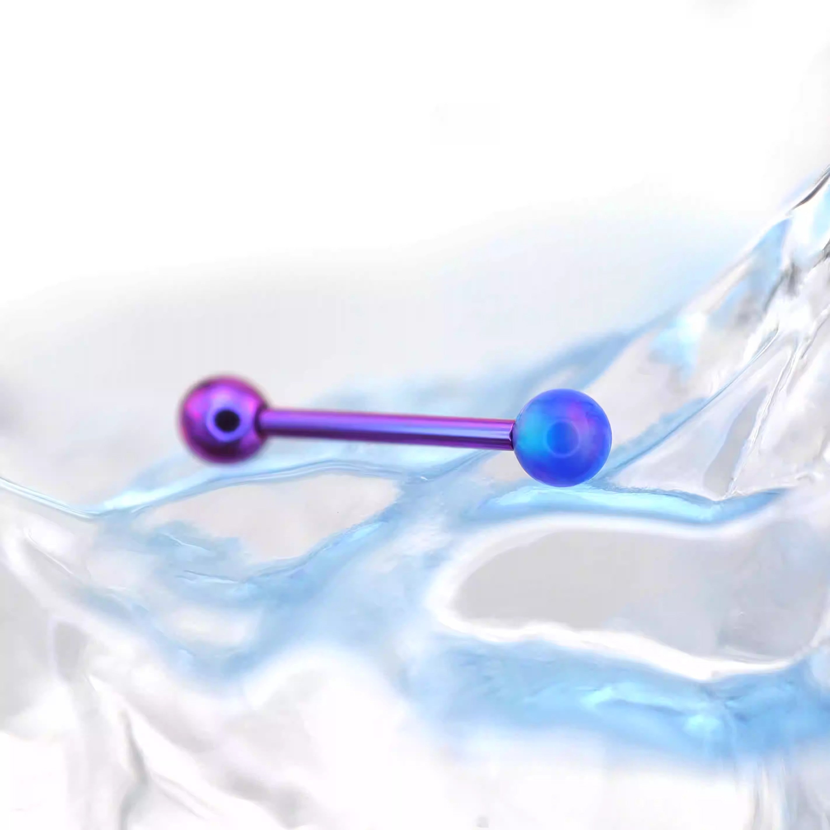 14G Opal Internally Threaded Titanium Barbell - 14G Opal Internally Threaded Titanium Barbell - Purple-Blue Gradient / 4mm by CRUXJEWELRY
