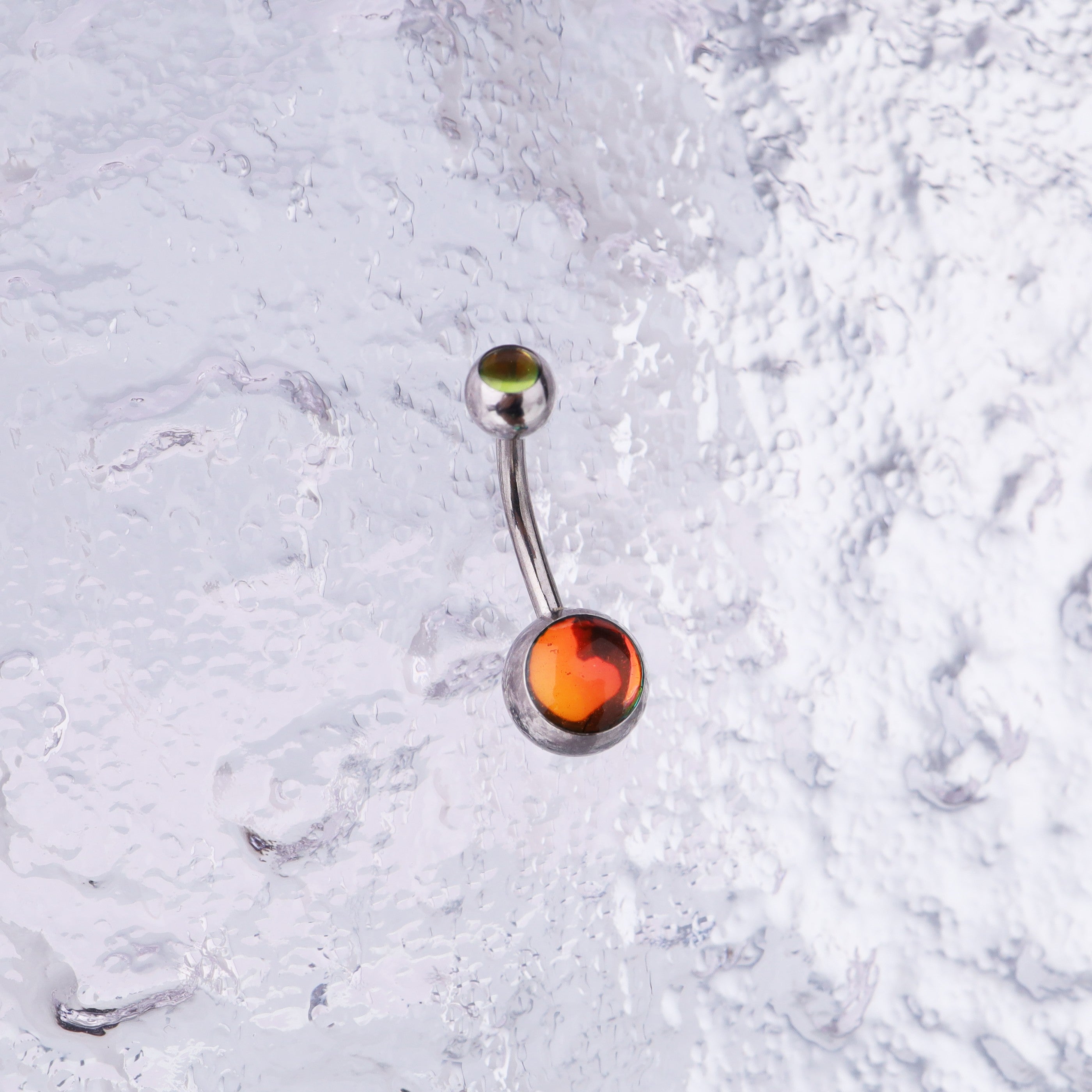 Colorful Epoxy Resin Stainless steel Belly Ring - Colorful Epoxy Resin Stainless steel Belly Ring - Deep Brown by CRUXJEWELRY