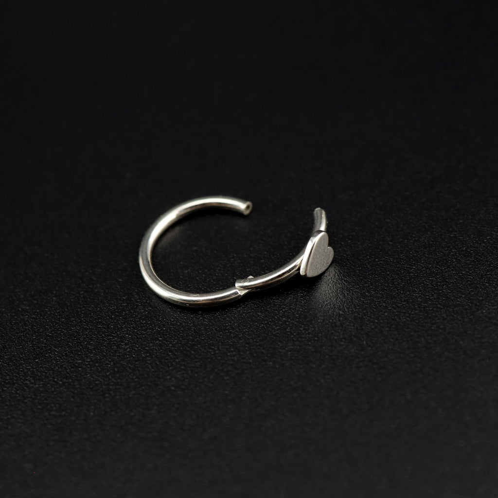 Basic Heart Sterling Silver Stainless Steel Segment Hoop - Basic Heart Sterling Silver Stainless Steel Segment Hoop - 6mm by CRUXJEWELRY