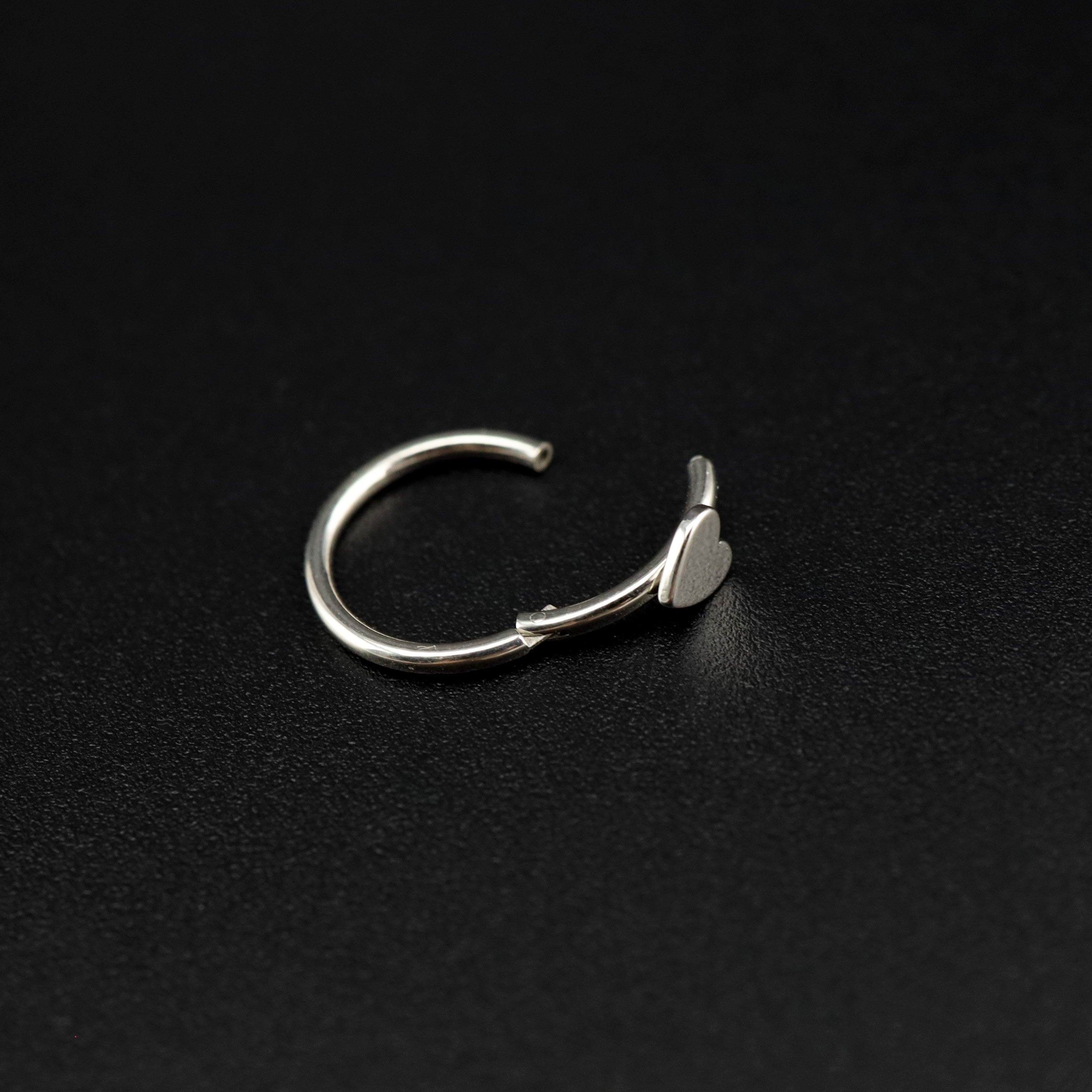 Basic Heart Sterling Silver Stainless Steel Segment Hoop - Basic Heart Sterling Silver Stainless Steel Segment Hoop - 6mm by CRUXJEWELRY