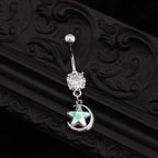 Star-Moon CZ Dangle Belly Ring - Star-Moon CZ Dangle Belly Ring - Default Title by CRUXJEWELRY
