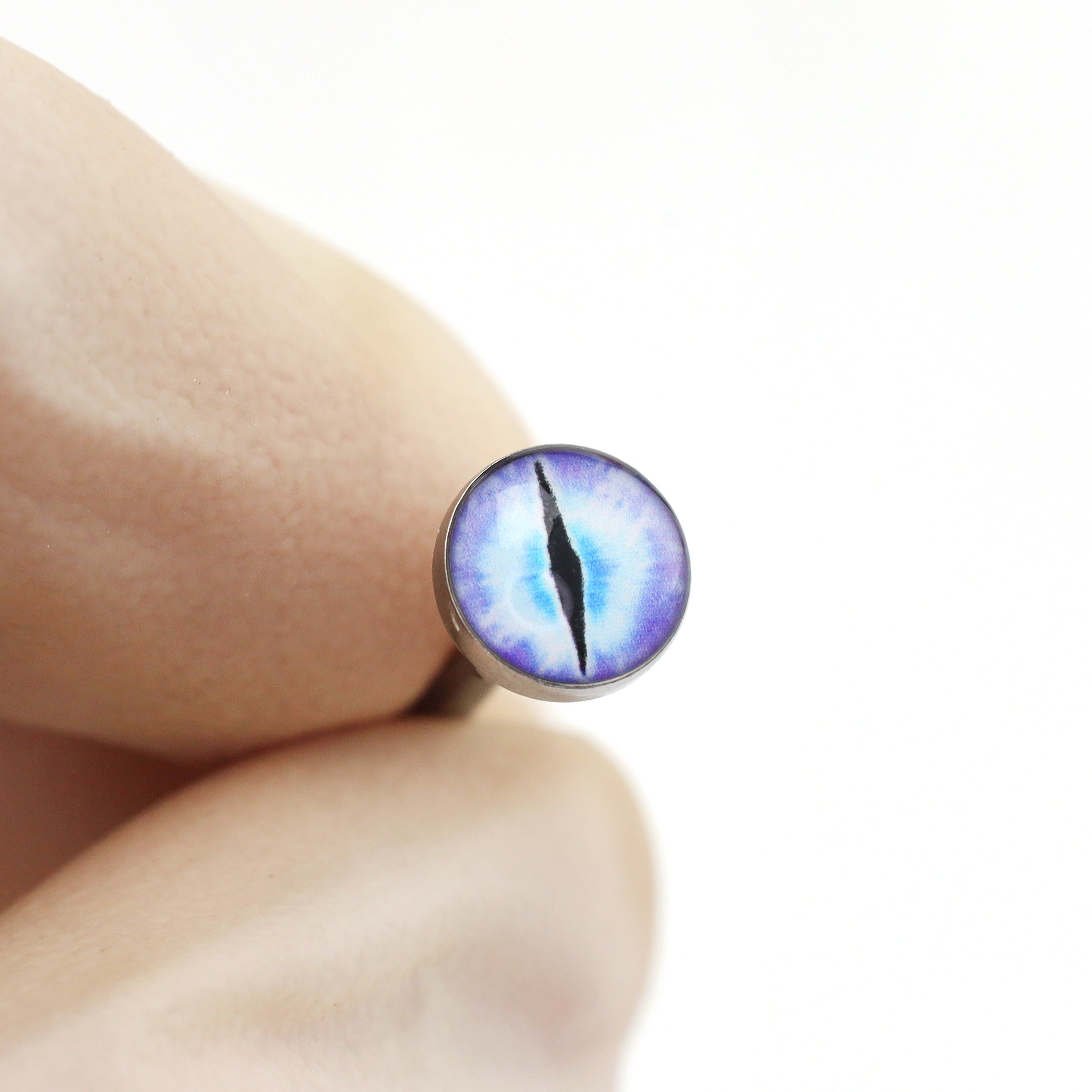 Resin Oil Slick Eye Pupil tongue stud - Resin Oil Slick Eye Pupil tongue stud - Purple / 10 mm / 1.2mm/16G by CRUXJEWELRY