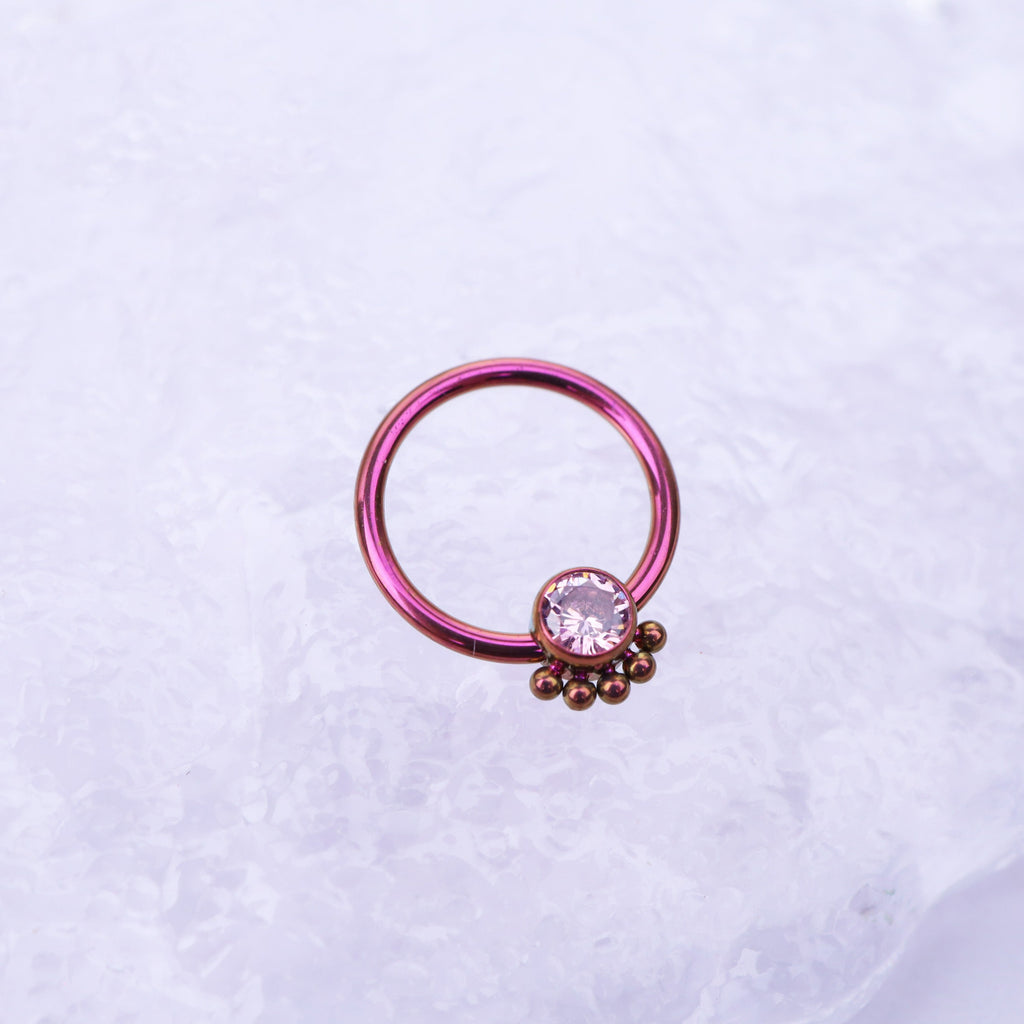 Closure CZ Ball Titanium Nose Ring - Closure CZ Ball Titanium Nose Ring - Pink by CRUXJEWELRY