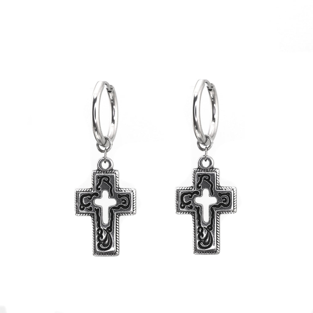 PAIR OF Openwork Gothic Cross stainless steel Earring - PAIR OF Openwork Gothic Cross stainless steel Earring - Default Title by CRUXJEWELRY