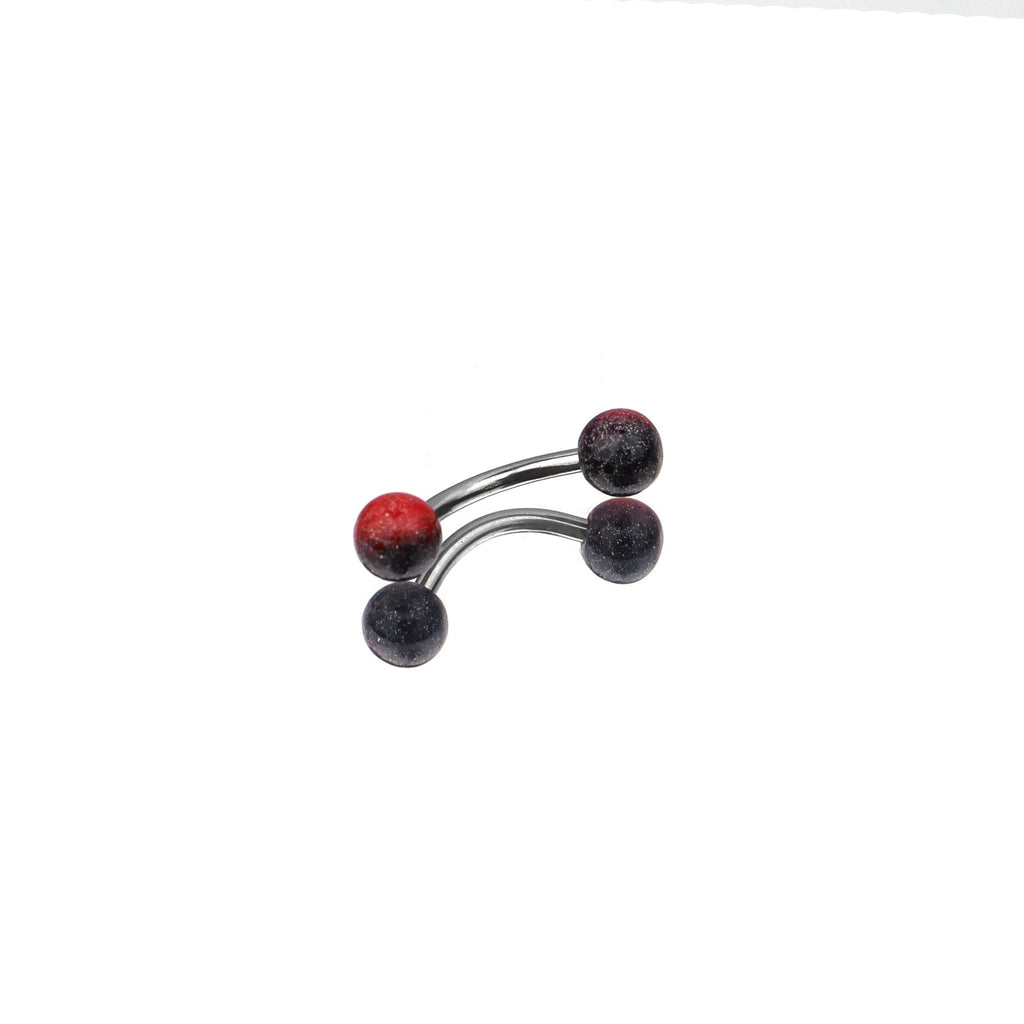 Acrylic Color Block Ball Brow Studs - Acrylic Color Block Ball Brow Studs - Black-Red Gradient / 6mm by CRUXJEWELRY