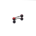 Acrylic Color Block Ball Brow Studs - Acrylic Color Block Ball Brow Studs - Black-Red Gradient / 6mm by CRUXJEWELRY